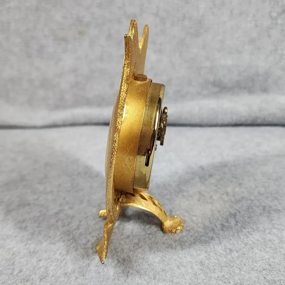 Vintage Landau Tulip Alarm Clock West Germany Gold Tone Hana‎ Glow Hands